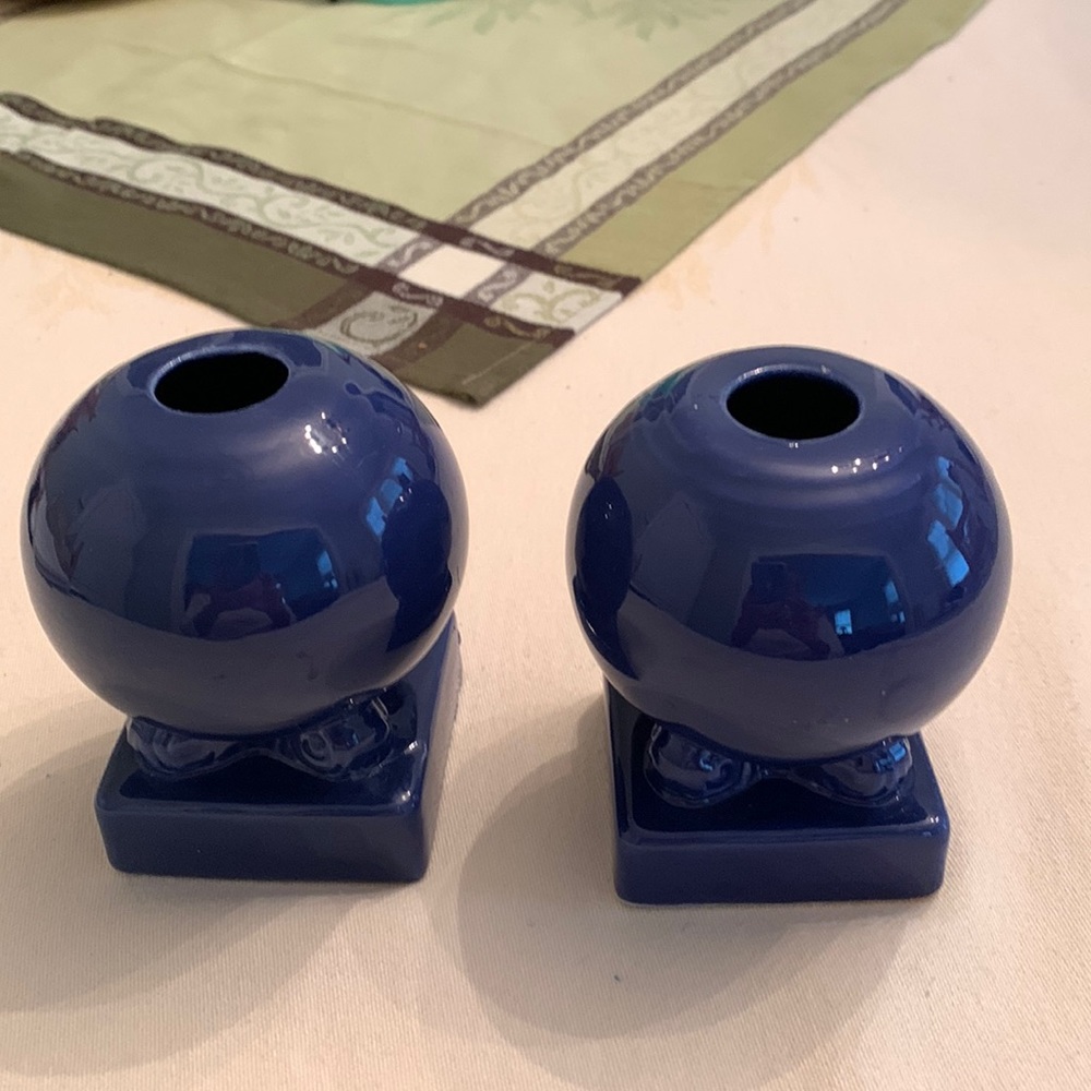 Vintage Fiestaware Cobalt Bulb Candleholders